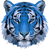 Blue Polygon Tiger Head