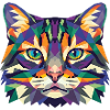 Bunte geometrische Katzenkopf-Pop Art