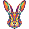 Bunte geometrische Hasenkopf-Pop Art