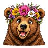 Bär mit Blumenschmuck 