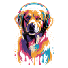 Golden Retriever with Headphones