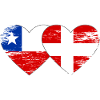Chile Denmark flag heart used