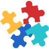 Bunte Puzzleteile Collage