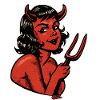Devil Pinup in Halftone Red