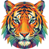 Bunte geometrische Tigerkopf-Pop Art