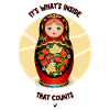 Matryoshka doll illustration with inscription