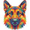 Bunte geometrische Deutscher Schäferhunde-Pop-Art