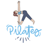 Pilates Pose et Lettrage Bleu