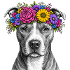 Flower Crown Dog Motif