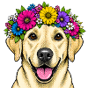 Flower Crown Labrador Dog Motif