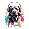 Labrador with headphones