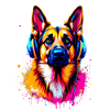 German Shepherd with Headphones