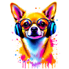Chihuahua dog with headphones