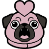 Pug Dog Heart Love Bark