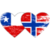 Chile Norway Flag Heart Used