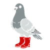 Colombe en bottes rouges