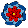 Fleur rouge mandala bleu