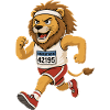Running lion in comic style