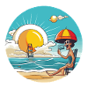 Retro Strandsonne Cartoon