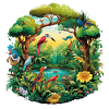 Vibrant Jungle Bird Parade