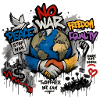Weltfrieden Graffiti: Hände verbinden