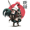 Rooster Samurai in Crimson Circle