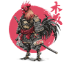 Rooster Samurai Armor Illustration