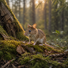 Waldmaus / Maus in der Abendsonne