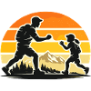 Dad Child Sunset Walking Adventure