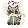 Cute raccoon on glitter