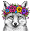 Fox head with flower wreath