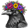 Crow's Head with Flower Crown