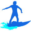 Surfer silhouette on wave