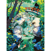 Japanische Koi-Flusslandschaft mit Kamon-Design