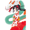 Anime Style Geisha with Dragon