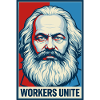 Marx-Porträt: Workers Unite-Plakat