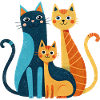 Bright Cat Trio: Modern Whimsy