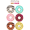 Six glazed donuts illustration with inscription