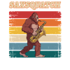 Sax Squatch sur des rayures rétro