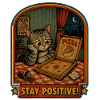 Pizza Evening Cat Stay Positive