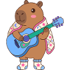 Gitarren-Capibara im Sternenumhang – Lustiges Kawaii-Tier