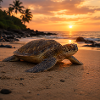 Sunset sea turtle