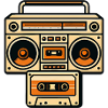 Retro Boombox Graphic Orange