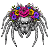 Flower wreath spider illustration