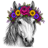 Horse with flower wreath