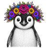 Penguin with flower crown