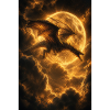 Dragon over Moonlit Ember Sky