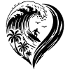 Heart Surfer Waves Ocean Love