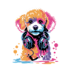 Poodle puppy with headphones