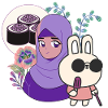 Kawaii Sushi & Bunny with Walking Cane